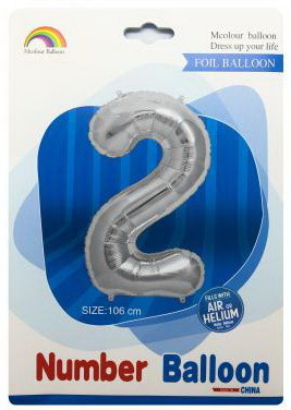 Куля цифра "2" в упаковці, колір Срібло.Розмір:105 см.Пр-во: Китайськ