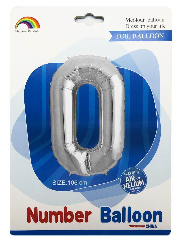 Куля цифра "0" у пакованні, колір Срібло.Розмір:105 см.Пр-во: 180