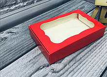 Коробка прямокутна 100х150х30 мм , колір червоний, звичайне вікно