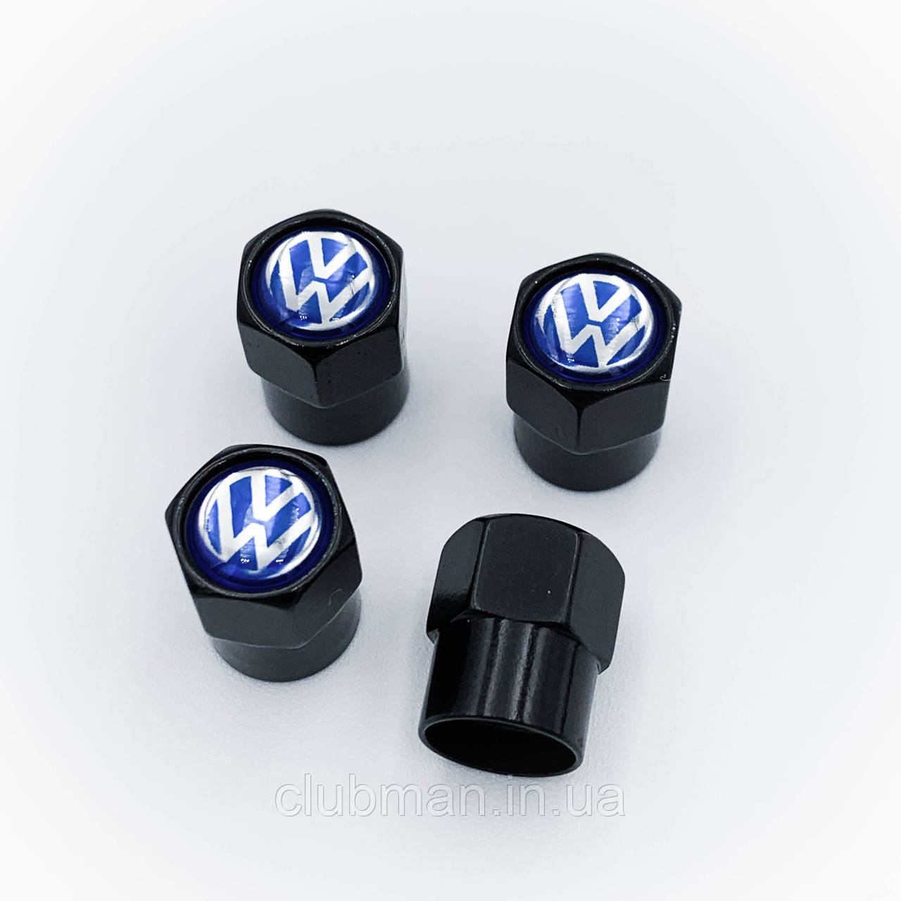 Захисні ковпачки на ніпеля VW Volkswagen (Фольксваген) 4 шт Чорні з синім