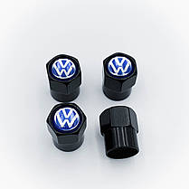 Захисні ковпачки на ніпеля VW Volkswagen (Фольксваген) 4 шт Чорні з синім, фото 5