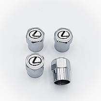 Захисні ковпачки на ніпеля LEXUS (Лексус) 4 шт Сріблясті з білим, фото 4