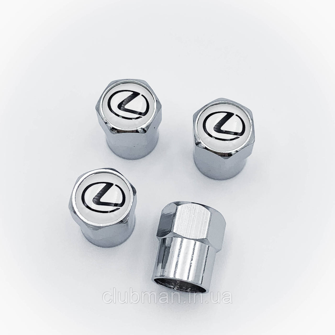 Захисні ковпачки на ніпеля LEXUS (Лексус) 4 шт Сріблясті з білим