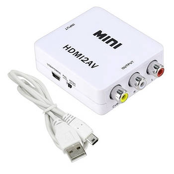 Конвертер HDMI - AV, RCA, відео, аудіо, білий