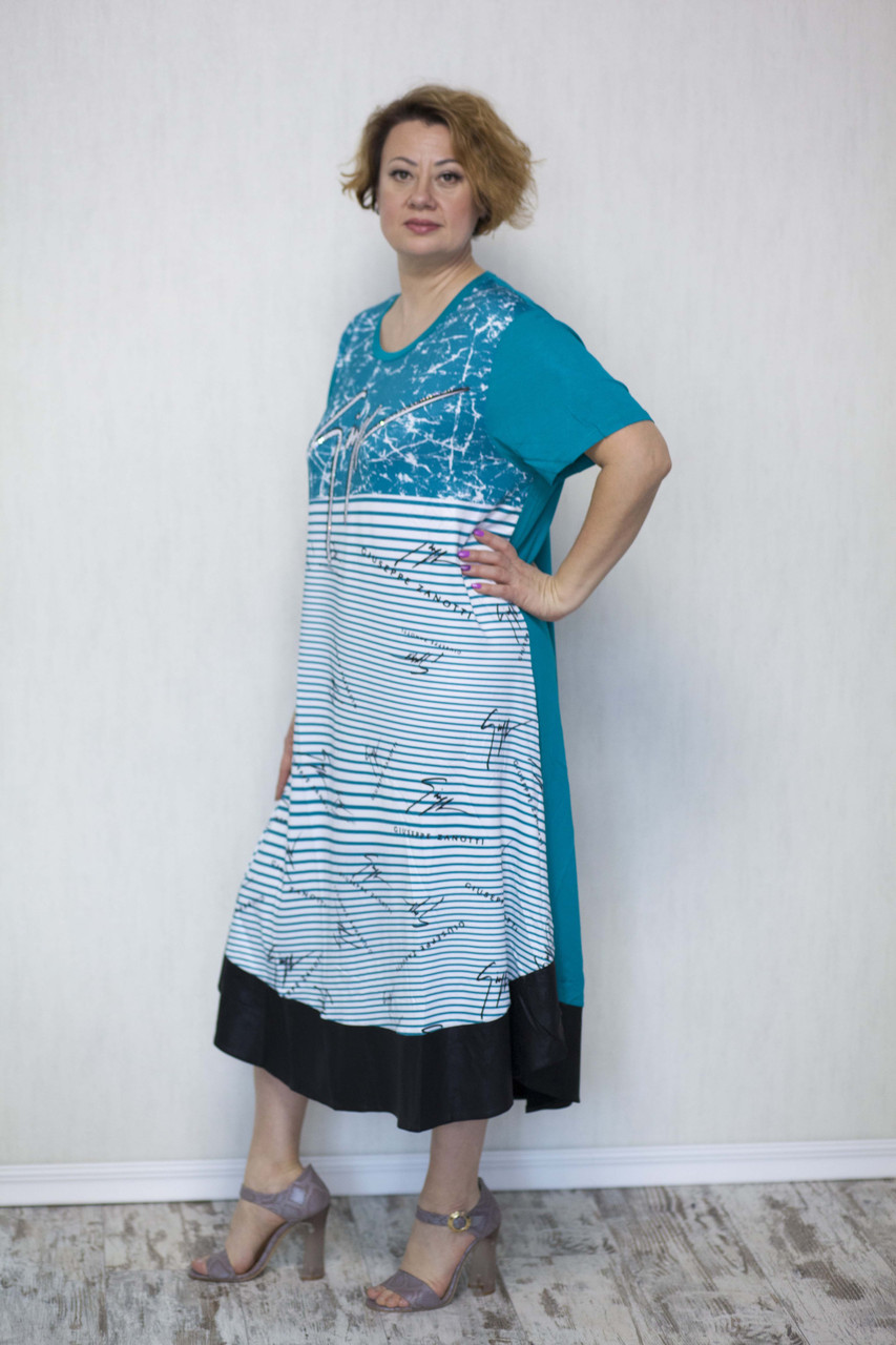 Женское красивое платье баталл в полоску - фото 7 - id-p547032674