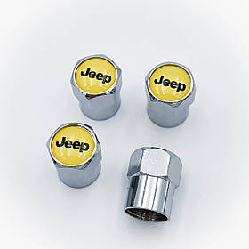 Захисні ковпачки на ніпеля JEEP (Джип) 4 шт Жовтий Фон Хром