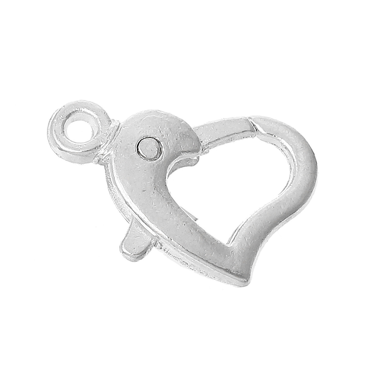 Карабін Серце Кіготь омара Колір срібло Цинковий сплав 14 мм x 9 мм