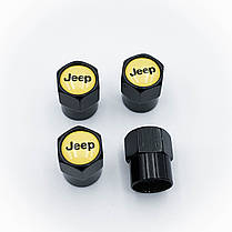 Захисні ковпачки на ніпеля JEEP (Джип) 4 шт Жовтий Фон Чорні, фото 3