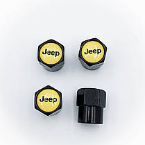 Захисні ковпачки на ніпеля JEEP (Джип) 4 шт Жовтий Фон Чорні, фото 2