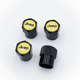 Захисні ковпачки на ніпеля JEEP (Джип) 4 шт Жовтий Фон Чорні