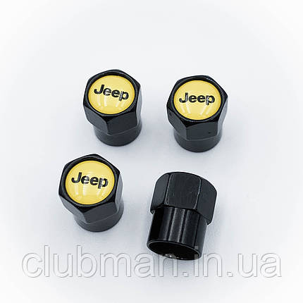 Захисні ковпачки на ніпеля JEEP (Джип) 4 шт Жовтий Фон Чорні, фото 2