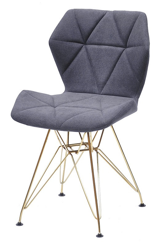 Стілець Greg GD-ML сірий SH — 1 шеніл на золотих ніжках, дизайн Charles&Ray Eames