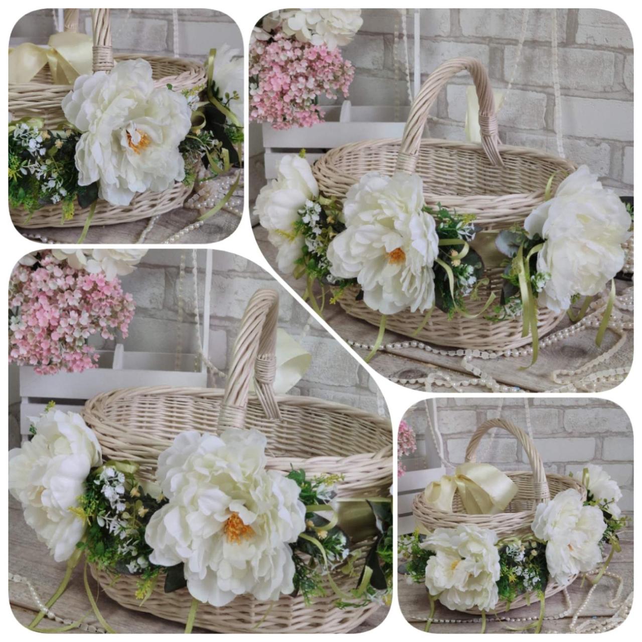 Стрічка з півоніями на Великодній кошик, 2,5 м, пасхальний декор., фото 1