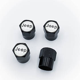 Захисні ковпачки на ніпеля JEEP (Джип) 4 шт Білий фон Хром