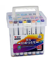 Набор двухсторонних фломастеров/скетч маркеров 48 шт/цветов, AIHAO PM514-48 Sketch marker