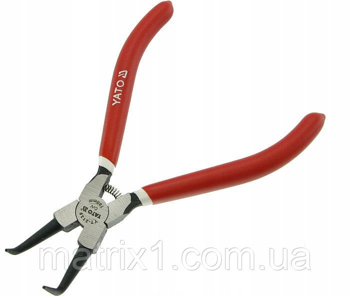 Знімач для внутрішніх стопорних кілець, вигнутий (стиснення) 180 мм YATO YT-2139, фото 1