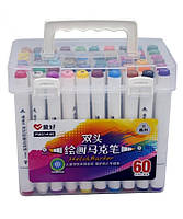 Набор двухсторонних фломастеров/скетч маркеров 60 шт/цветов, AIHAO PM514-60 Sketch marker