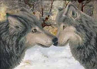 Схема для вишивки бісером " Закохана пара вовків " часткова викладка, заготівля, 25х35 см