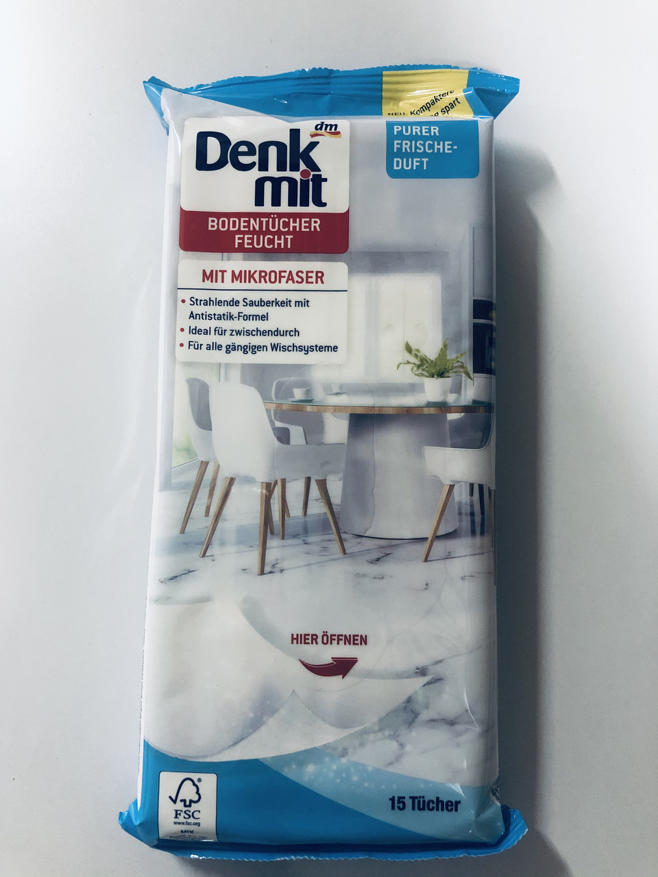 Салфетки для уборки пола  Denk mit bodentucher feucht, 15 шт