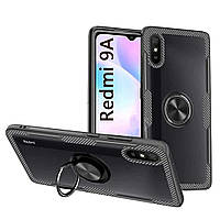 Чехол Crystal для Xiaomi Redmi 9A бампер противоударный с подставкой Transparent Black