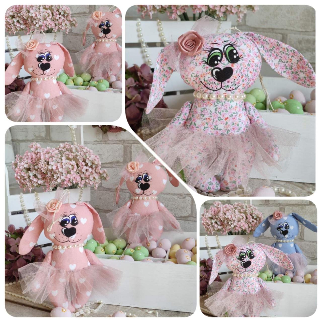 Великодній кролик Кокетка, Н-22 см,  текстильна іграшка, декор на Великдень,, фото 1