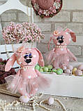Великодній кролик Кокетка, Н-22 см,  текстильна іграшка, декор на Великдень,, фото 5