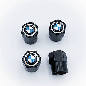 Захисні ковпачки на ніпеля BMW (БМВ) 4 шт Класик Білий ободок Чорні