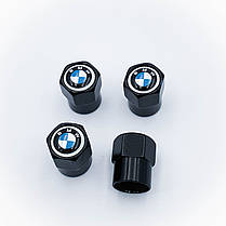 Захисні ковпачки на ніпеля BMW (БМВ) 4 шт Класик Білий ободок Чорні, фото 5