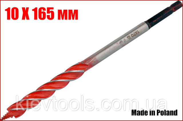 Свердло по дереву спіральне 10 X 165 мм HEX - 1/4" YATO YT-44680