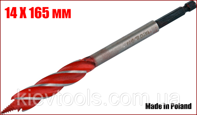 Свердло по дереву спіральне 14 X 165 мм HEX - 1/4" YATO YT-44682