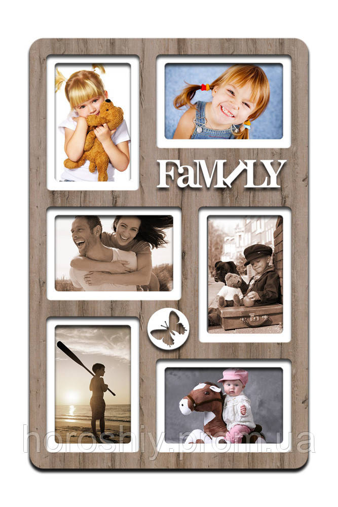 Красива дерев'яна фоторамка колаж сімейний Family 51х33 см