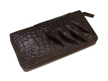 Чоловічий гаманець-клатч зі шкіри крокодила з лапою крокодила Коричневий