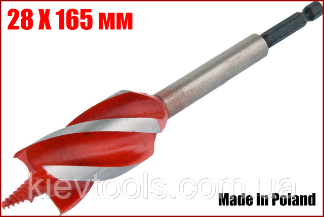 Свердло по дереву спіральне 28 X 165 мм HEX - 1/4" YATO YT-44688