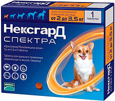 NexGard Spectra XS (Нексгард Спекра XS) таблетки від кліщів, блох і гельмінтів для собак вагою від 2 до 3.5 кілограмів 1 таблетка