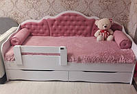 Кровать подростковая Л-6 без подушек односпальная полуторная с мягким изголовьем и ящиками разные цвета
