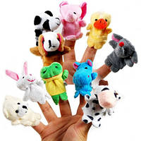 Мягкая игрушка на палец 10шт, животные, кукольный театр