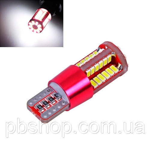 LED T10 W5W лампа в автомобіль 2шт, 48+9 SMD 3014, з обманкою Canbus, білий