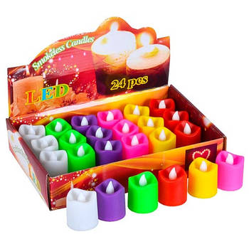 LED світильник, свічки 24шт мерехтливі з полум'ям, кольорові CX-9