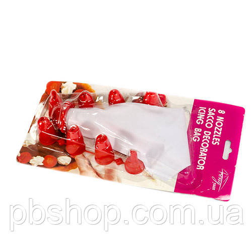 Набір кондитерських насадок 8шт для крему і мішок, пластик, фото 1