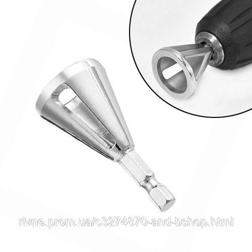 Насадка адаптер на дриль шурупокрут для зняття фаски 6-гранна, нержавійка, фото 1