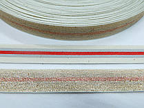 Тасьма еластична (гумка) бежево-червона із золотою люрексовою ниткою 2,5 см