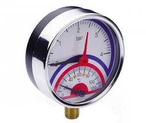 Термоманометр радіальний 0-4 bar D-80мм 1/2" 821R (Чехія)