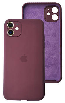 Чохол Silicone case Full Camera Protective для IPhone 12 Marsala марсала