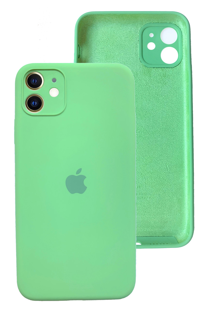 Чохол Silicone case Full Camera Protective для IPhone 12 Mint м'ятний