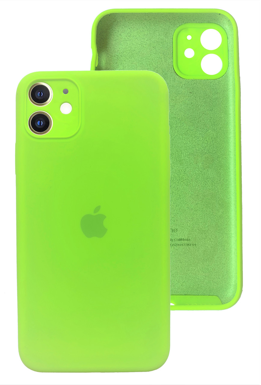 Чохол Silicone case Full Camera Protective для IPhone 12 Party Green яскраво зелений