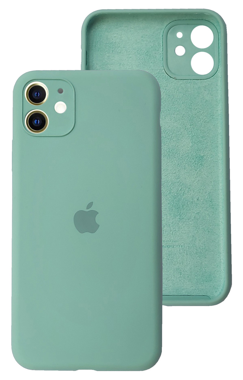 Чохол Silicone case Full Camera Protective для IPhone 12 Spearmint м'ятний