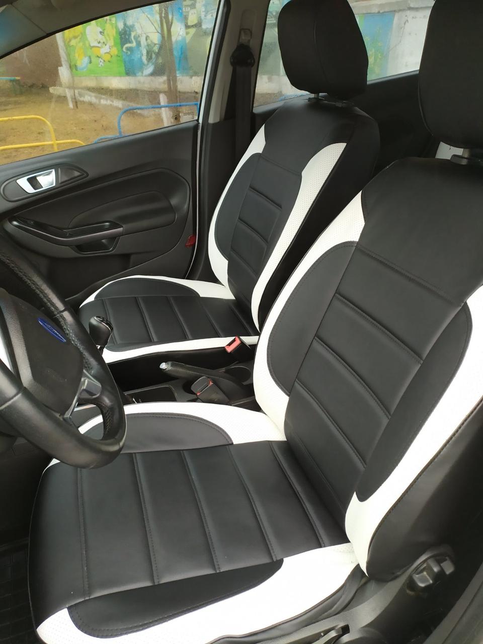 Автомобільні чохли Renault Scenic II модельні MAX-L з екошкіри Чорно-білий