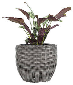 Горщик садовий сірий висота 36см (Петан, штучний ротанг), greenpharm