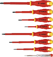 Отвертки TOPEX с тестером, для роботы под напряжением 1000 В, набор 8од. (39D674)