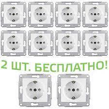 (АКЦИЯ!!! 8+2 шт.) Розетка Schneider-Electric Sedna с заземл. и з/шторками белая (SDN3000121-10)